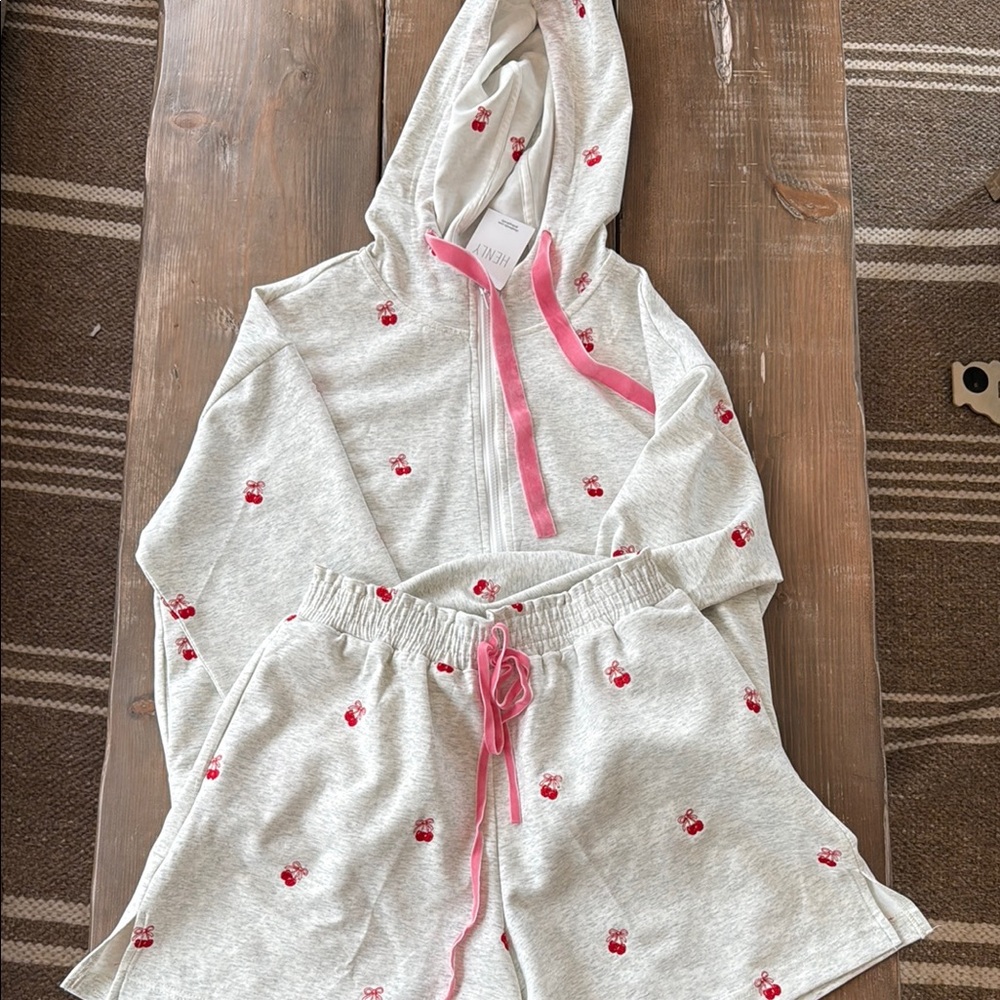 NWT CHERRY TRACK SHORT SET